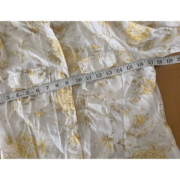 PERISCOPE Yellow White Floral Button Down Shirt SIZE S Juniors Women’s - Picture 7 of 8